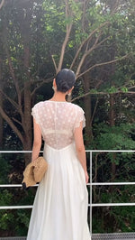 Load image into Gallery viewer, Tencel Eyelet Empire Maxi Dress in Cream