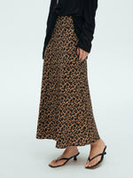 Load image into Gallery viewer, Leopard Bias Cut Slip Skirt in Brown