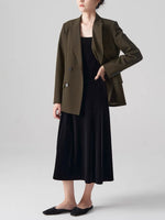 Load image into Gallery viewer, Double Breasted Oversized Blazer in Olive Green