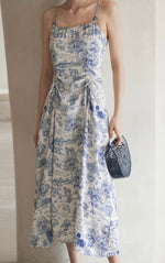 Load image into Gallery viewer, Toile Printed Cami Dress in White/Blue