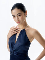 Load image into Gallery viewer, Twist Detail Gown in Navy