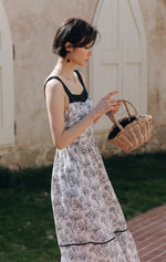 Load image into Gallery viewer, Floral Panel Maxi Dress in Black/White