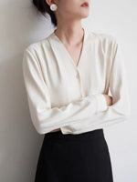 Load image into Gallery viewer, V Button Blouse in Cream