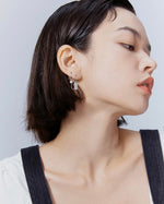Load image into Gallery viewer, Asymmetric Hoop + Cuff Drape Earrings