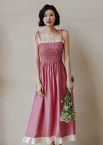 Load image into Gallery viewer, Tie Strap Smocked Dress in Pink