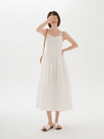 Load image into Gallery viewer, Pleated Cami Summer Dress in White