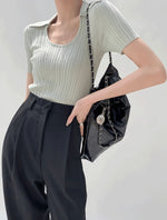 Load image into Gallery viewer, Wide Rib Collar Top in Green