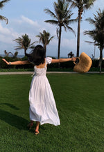 Load image into Gallery viewer, Flutter Sleeve Panel Pocket Maxi Dress in White