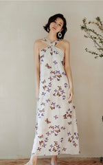 Load image into Gallery viewer, Printed Halter Maxi Dress in Beige