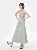 Load image into Gallery viewer, Melange Cami Flare Maxi Dress in Grey