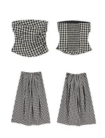 Load image into Gallery viewer, Gingham Bustier Top // Maxi Skirt Set in Black/White