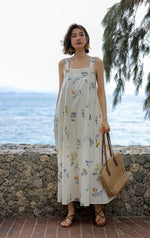 Load image into Gallery viewer, Floral Sleeveless Tent Dress in White