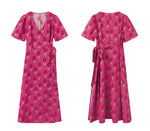 Load image into Gallery viewer, Tulip Puff Sleeve Wrap Dress in Pink