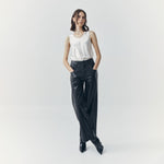 Load image into Gallery viewer, Aria Wide Leg Faux Leather Pants in Black