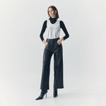 Load image into Gallery viewer, Aria Wide Leg Faux Leather Pants in Black