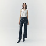 Load image into Gallery viewer, Aria Wide Leg Faux Leather Pants in Black