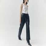 Load image into Gallery viewer, Aria Wide Leg Faux Leather Pants in Black