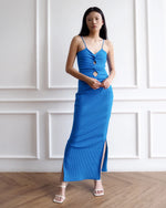 Load image into Gallery viewer, Aria Cutout Twist Dress in Blue