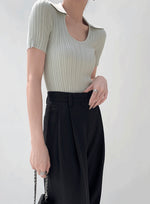 Load image into Gallery viewer, Wide Rib Collar Top in Green