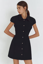 Load image into Gallery viewer, Korean Melanie Button Dress in Black