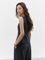 Load image into Gallery viewer, Tencel Vest // Trousers Set in Navy