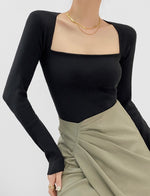 Load image into Gallery viewer, Ribbed Square Top in Black