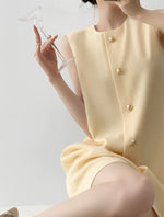 Load image into Gallery viewer, Contrast Button Shift Dress in Yellow