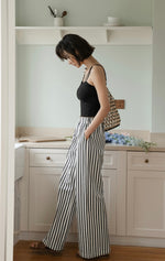 Load image into Gallery viewer, Textured Striped Pocket Pants in Black/White