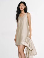 Load image into Gallery viewer, Tencel Blend Shift Dress in Champagne