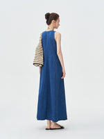 Load image into Gallery viewer, Denim Pocket Maxi Dress in Blue