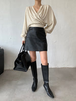 Load image into Gallery viewer, Striped Blouson Wrap Top in Cream