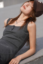 Load image into Gallery viewer, Button Tank Maxi Dress in Grey