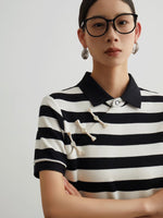 Load image into Gallery viewer, Striped Pankou Polo Dress in Black/White