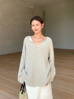 Load image into Gallery viewer, Relaxed Light Knit Top in Greige