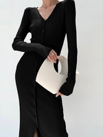 Load image into Gallery viewer, Button Cardigan Dress in Black