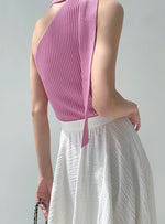 Load image into Gallery viewer, Asymmetric Ribbed Drape Top in Pink