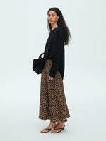 Load image into Gallery viewer, Leopard Bias Cut Slip Skirt in Brown