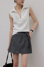 Load image into Gallery viewer, Sleeveless Collar Top // Wide Leg Trousers in White