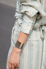 Load image into Gallery viewer, Linen Blend Striped Shirt in Green