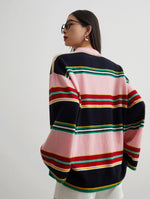 Load image into Gallery viewer, Oversized Striped Polo Top in Multi