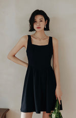 Load image into Gallery viewer, Tie Back Mid Flare Dress in Black