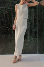 Load image into Gallery viewer, Sleeveless Line Dress in Cream