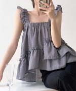 Load image into Gallery viewer, Checked Layered Babydoll Top in Black