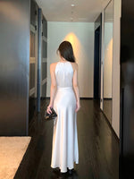 Load image into Gallery viewer, Side Gathered Satin Gown in Champagne