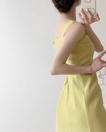 Load image into Gallery viewer, Mini Line Twill Shift Dress in Yellow
