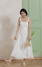 Load image into Gallery viewer, Eyelet Tie Strap Sun Dress in White