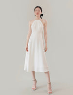 Load image into Gallery viewer, Beaded Cami Flare Midi Dress in White