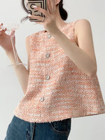Load image into Gallery viewer, Tweed Button Blouse in Orange