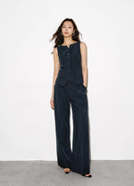 Load image into Gallery viewer, Tencel Vest // Trousers Set in Navy