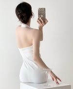 Load image into Gallery viewer, Halter Gather Sheath Dress in White
